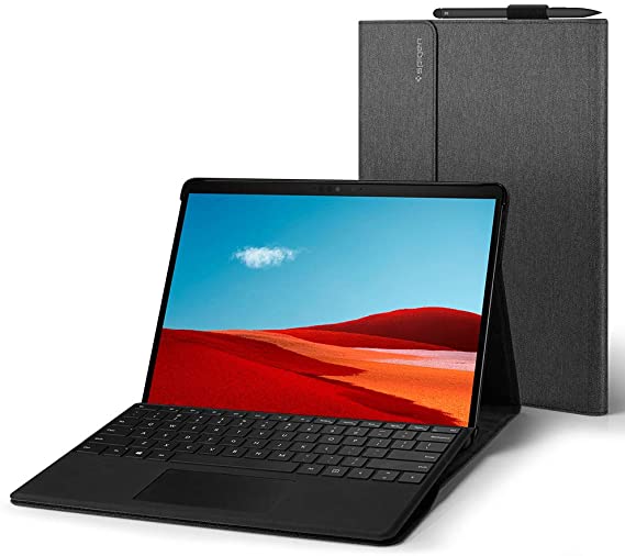 Spigen Stand Folio Designed for Surface Pro X Case with Pen Holder (2020/2019) - Charcoal Gray