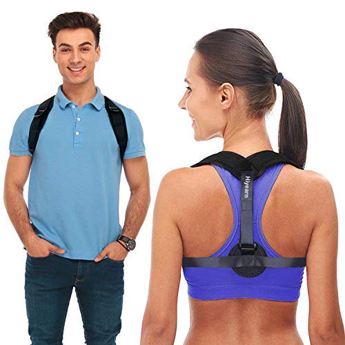 Posture Corrector for Women and Men，Hiyearn Adjustable Upper Back Brace for Clavicle Support，Improves Posture for Back and Shoulder，Prevent Slouching and Providing Pain Relief from Neck（New)