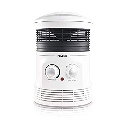 Pelonis PH-17P 360-Degree Surround Fan Forced Heater with 1500W Fasting, Adjustable Thermostat, 2 Heat Settings, Cool Touch Handle, Tip-Over Switch, Overheating Protection Functions. White