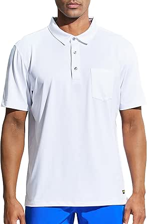 MIER Men’s Golf Polo Shirts Short Sleeve Dry Fit Collared Shirts with Pocket for Casual Work Tennis Hiking, Polyester