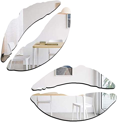 YANXI 3D Mirror Wall Stickers for Walls, 2 Sets Kiss Stickers Acrylic DIY Self-Adhesive Wallpaper Peel and Stick Murals for Living Room, Bedroom, Bathroom Home Decor