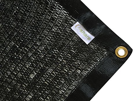 e.share Shade Sun Mesh 40% Black Shade Cloth Square with Gromments Taped UV Resistant 12ft x 6ft