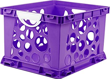 Storex Premium File Crate with Handles, 17.25 x 14.25 x 10.5", Classroom Purple, Case of 3 (61459U03C)