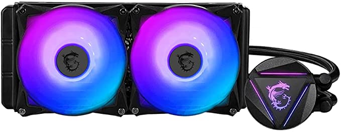 MSI MAG Series CORELIQUID 280R, aRGB CPU Liquid Cooler (AIO): Rotatable Blockhead Design, 280mm Radiator, Dual 140mm aRGB PWM Fans