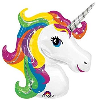 33" Rainbow Unicorn Shape Mylar / Foil Balloon
