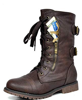 DREAM PAIRS Women's Lace up Mid Calf Boots