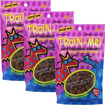 3 PACK  ( 4 oz each)  Crazy Dog Train-Me! Training Treats Beef Flavor (12 oz)