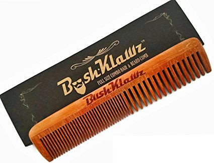 BushKlawz 2Klawz Men's Hair and Beard Wooden Full Size Comb