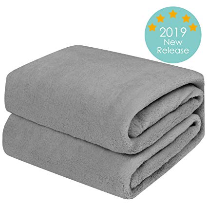 TILLYOU Micro-Fleece Plush Soft Baby Blanket Hypoallergenic Fluffy Warm Toddler Bed/Crib Blanket, Oversized Lightweight Flannel Daycare Nap Blanket/Kids Sleeping/Tummy Time Blanket, 39x47, Gray