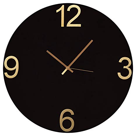 Rivet Modern Glass-Face Clock, 18"H, Black/Brass