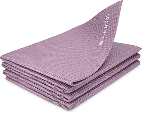 Navaris Foldable Yoga Mat for Travel - 1/8 inch (4mm) Thick Exercise Mat for Yoga, Pilates, Workout, Gym, Fitness - Non-Slip Folding Thin Portable Mat