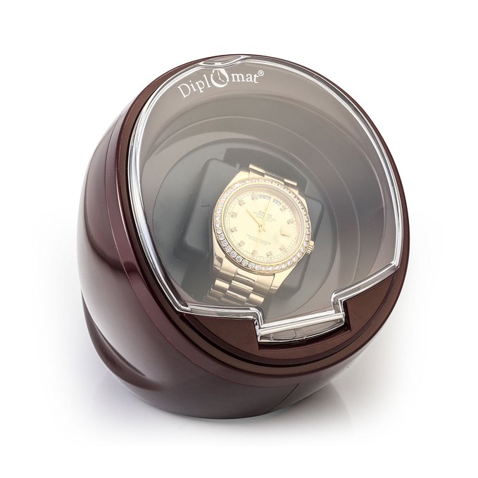 Diplomat Single Burgundy Watch Winder with Built-In IC Timer
