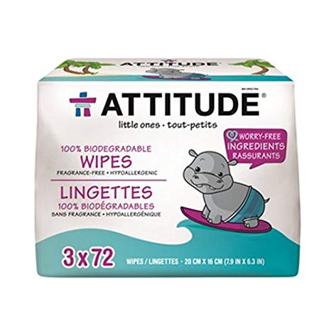 Attitude Eco Attitude 100% Biodegradable Wipes Fragrance Free - 216 Wipes