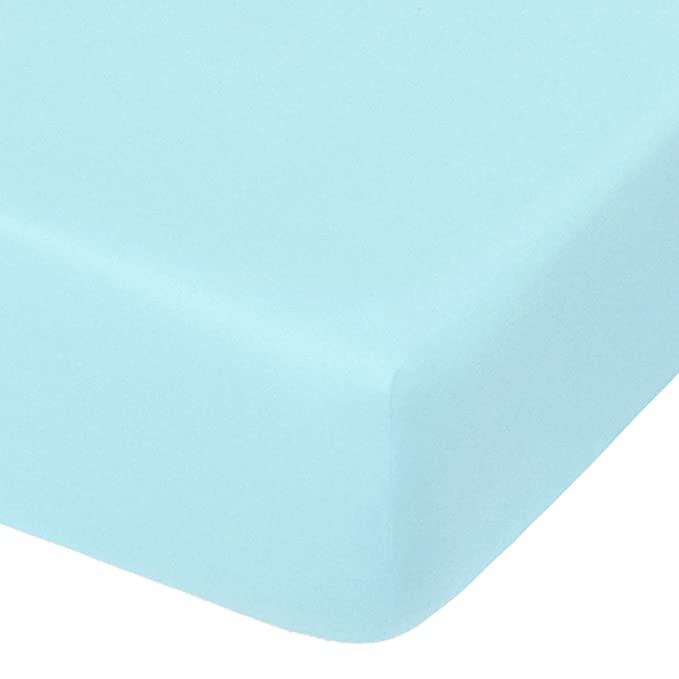 NTBAY Microfiber Fitted Crib Sheet, Cozy and Soft Solid Color Toddler Sheet, 28 x 52 Inches, Aqua