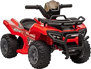 Aosom Kids Ride-on ATV Quad Bike Four Wheeler Car with Music, 6V Battery Powered Motorcycle for 18-36 Months, Red