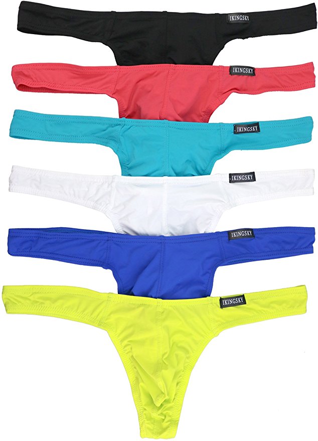 iKingsky Men's Thong Underwear Sexy Low Rise T-Back Under Panties Pack of 6