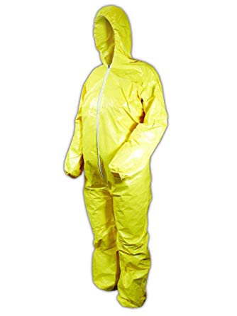 DuPont Tychem 2000 QC127S Disposable Chemical Resistant Coverall with Hood, Elastic Cuff and Serged Seams, Yellow, 2X-Large (Pack of 12)