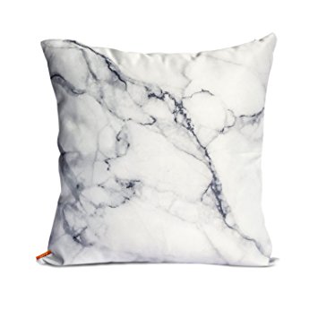 OJIA Luxury Home Decorative Soft Silky Satin Marble Texture Two Sides Personalized Throw Cushion Cover / Pillow Sham (12 X 20 Inch, White Marble)