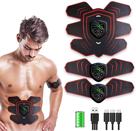 Abs Stimulator Muscle Stimulator, Protable Ab Trainer Muscle Toner Electric Abs Belt Workout Equipment Slendertone Ab Machine Workout Gear for Men Women, Free Gel Pads