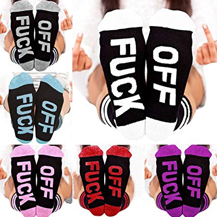 Funny Socks for Women Men,Aniwon 6 Pair Unisex Cotton Letter Print FUCK OFF Crew Socks