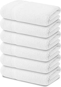 Cotton Twists White Bath Towels Set Pack of 6 100% Cotton Bathroom Towels 22 x 44 Ultra Soft Spa Towels Ring Spun Hotel Collection Towels Workout