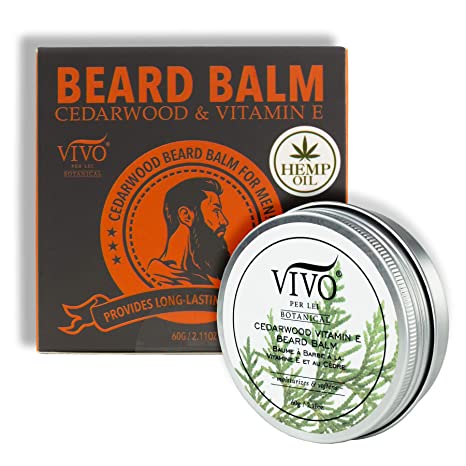 Vivo Per Lei Cedarwood Beard Balm for Men - Beard Conditioner with Argan Oil, Olive Oil and Vitamin E - Beard Styling Balm for Soft Stylish Beards - 60 g/ 2.11 Oz