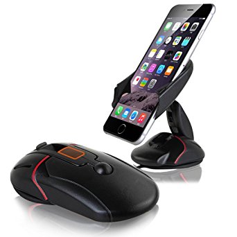 Car Holders, OWIKAR® Universal Compact Windshield Dashboard Desktop Car Stand Mount Cradles, Mouse Shape, One Touch System With Suction Cup for iPhone Samsung & Other Moible Cell Phones