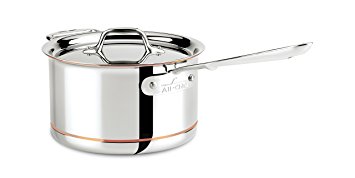 All-Clad 6204 SS Copper Core 5-Ply Bonded Dishwasher Safe Saucepan with Lid / Cookware,  4-Quart, Silver