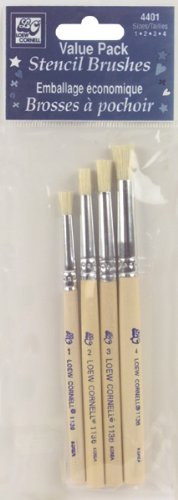 Loew-Cornell 4401 Bristle Stencil Brush Set, Size 1, 2, 3, 4