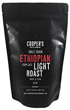 Ethiopian Bright Light Roast Grade 1, Whole Bean Coffee, Natural Dry Processed Micro Lot Single Origin Farm Gate Direct Trade, Intense Bright & Bold Coffee Beans, Gourmet Coffee - 1lb Bag
