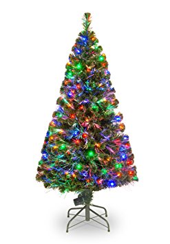 National Tree 60 Inch Fiber Optic Evergreen Tree with 150 Multicolored Lights in a 16 Inch Stand (SZE7-147-60)