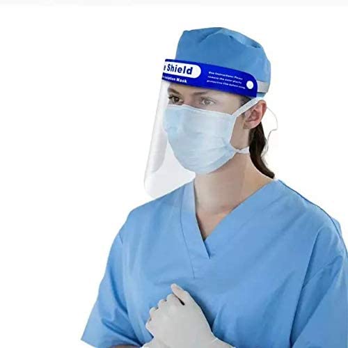 10PCS Reusable Face Shield, Plastic Safety Face Shield Reusable Full Face Transparent Breathable Visor Windproof Dustproof Hat Shield Protect Eyes And Face With Protective Clear Film Elastic Band