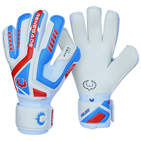 Renegade GK Talon Goalkeeper Gloves With Removable Pro Fingersaves, Sizes 5-11, 3 Styles/Cuts (Negative, Roll, Flat) - 30 DAY 100% SATISFACTION GUARANTEE WARRANTY - Unisex, Adult, Youth Soccer Go