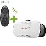 SainSonic Gear VR - Virtual Reality Headset 3D Video Movie Game Glasses  Remote Bluetooth Controller Focal and Pupil Distance adjustment