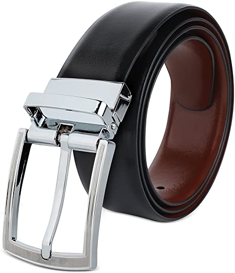 Savile Row Men's Top Grain Leather Reversible Belt, Classic & Fashion Designs