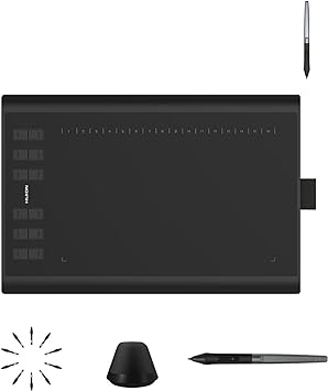 Huion Inspiroy H1060P Graphics Drawing Tablet with 2 PCS Digital Pen PW100, OTG Adapter Included