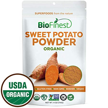 Biofinest Sweet Potato Powder -100% Pure Antioxidants Superfood - USDA Certified Organic Kosher Vegan Raw Non-GMO - Boost Digestion Weight Loss Detox - for Smoothie Beverage (4 oz Resealable Bag)