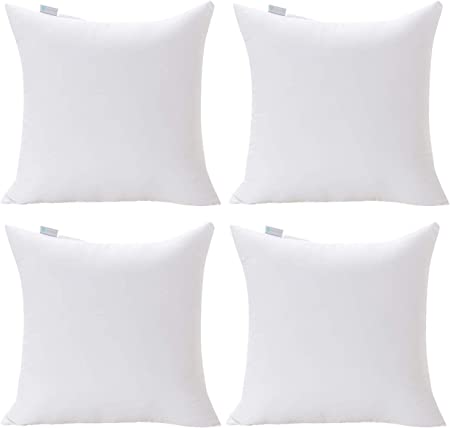 Acanva Premium Hypoallergenic Polyester Stuffer Square Form Sham Throw Pillow Inserts, 2020 Newer Version, 16"-4P (16X16-4P)
