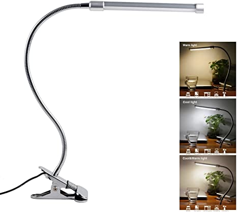 Qooltek LED Desk Lamp Clip on Light Book Reading Lights with 3 Lighting Model 10-Level Dimming for Bed Headboard,Table,Task Lighting