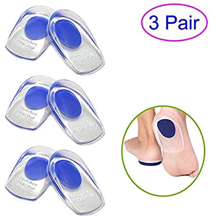 ZLMC 3 Pair Gel Heel Cups - Pair of Heel Cushion Shoe Inserts Plantar Fasciitis Inserts - Silicone Gel Heel Pads for Heel Pain, Bone Spur & Achilles Pain (Blue)