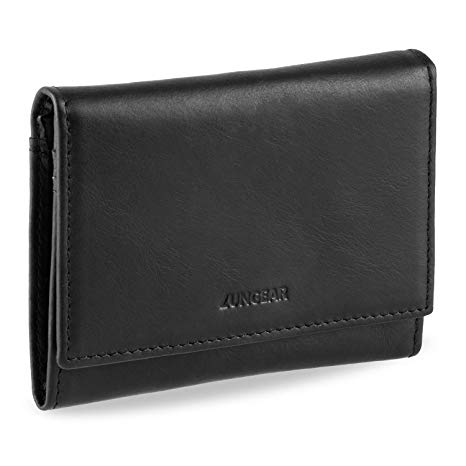 LUNGEAR Slim Card Holder Wallet Leather Credit Card Holder with 6 Slots and 1 Coin Pocket Fits Card, Cash,Minimalist Front Pocket Wallet for Men or Women