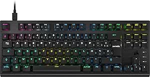 CORSAIR K60 PRO TKL RGB Clavier de Jeu Filaire Optique-Mécanique Sans Clé – Commutateurs Linéaires OPX – Touches en Polycarbonate – Compatible iCUE – AZERTY UK – PC, Mac, Xbox – Noir