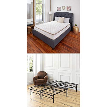 Classic Brands Individually Wrapped Coils Innerspring Pillow Top 10-Inch Mattress with Hercules Heavy-Duty 14-Inch Platform Metal Bed Frame, Twin