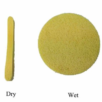 (50 PIECES) Facial Sponge Cosmetics Round, Yellow Compressed Sponges - Best Facial Cleansing Sponge - Gold Cosmetics & Supplies