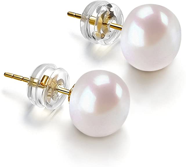 PAVOI 14K Gold AAA  Handpicked White Freshwater Cultured Pearl Earrings Studs