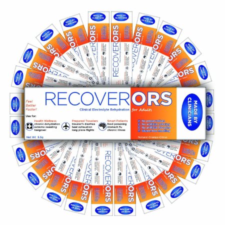 RecoverORS Adult Clinical Rehydration Powder for Food Poisoning, Hangover, Diarrhea