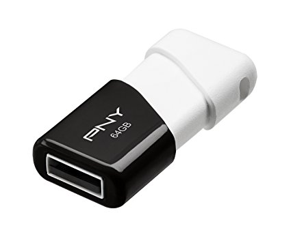 PNY Compact Attaché 64GB USB 2.0 Flash Drive - Black/White - P-FD64GCOM-GE