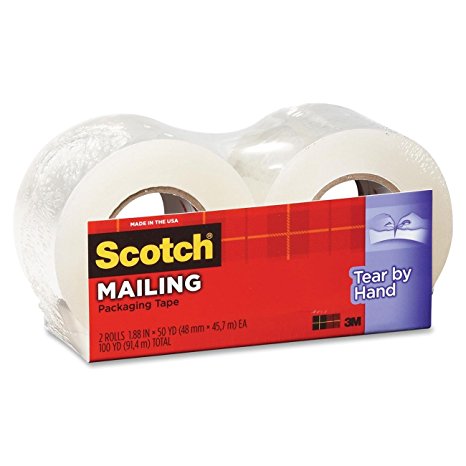 Scotch Tear-by-Hand Tape, 1.88 Inches x 50 Yards, 2-Pack (3842-2)