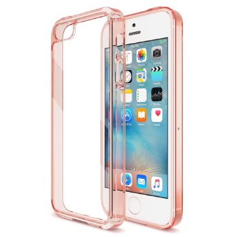 iPhone SE Case , XDesign [Hybrid Clear] Protective Clear Bumper For Apple iPhone SE 2016 & iPhone 5S 5 [Scratch Resistant] integrated Shock-Absorbing Bumper Cover Hard Back Panel -[Peach Rose]