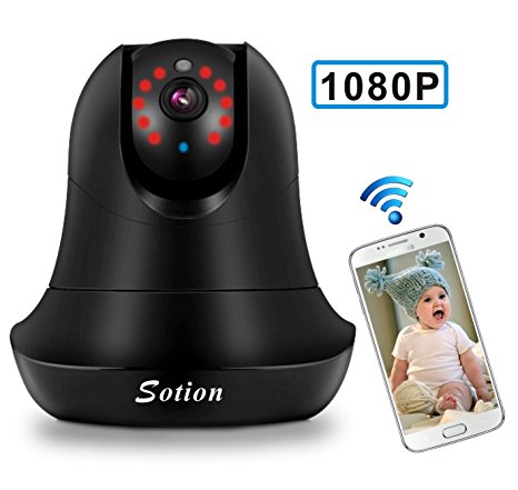 SOTION Baby and Pet Monitor， IP Internet Network WiFi Wireless 1080P Home/Indoor Security Surveillance Video Camera System with Motion Detection, Two Way Audio & Night Vision